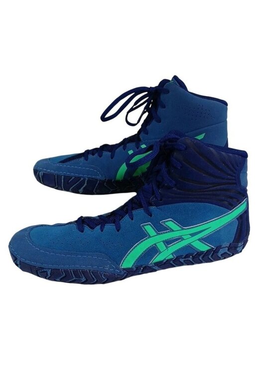ASICS Aggressor Wrestling Shoes Size 10 J000Y Blue/Neon Green No Box main image 5